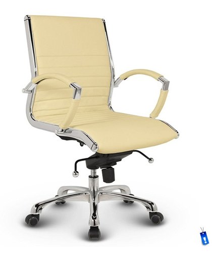 Bureaustoel Lincoln Relax Design - Lage Rugleuning - 100% Echt Leder - Beige