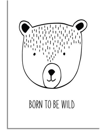 DesignClaud Born to be Wild - Kinderkamer poster - Babykamer poster - Decoratie - Zwart wit poster