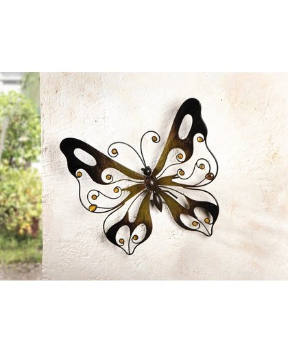 Metalen wanddecoratie vlinder 35 x 31 cm