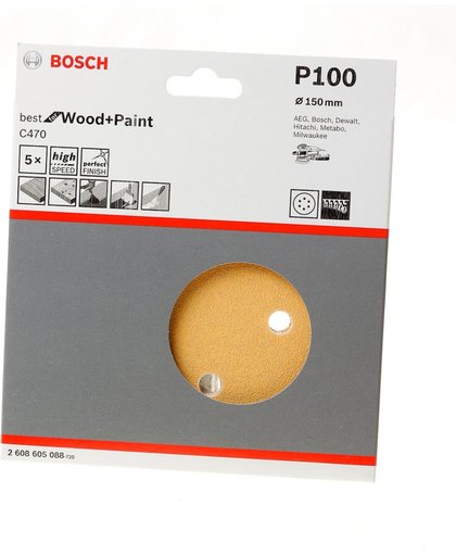 Bosch Schuurschijf wood and paint diameter 150mm K100 blister van 5 schijven