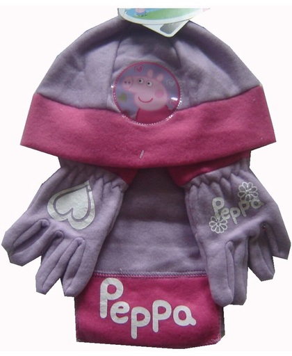 Lila/roze winterse set van Peppa Big maat 98/104