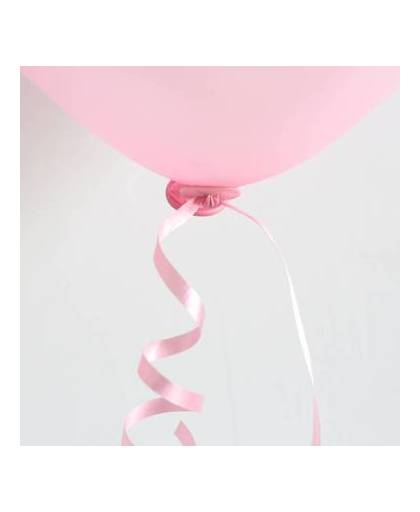 Ballon snelsluiters roze met lint 100 stuks