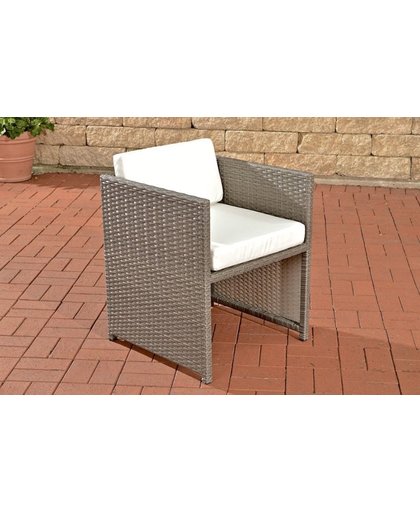 Clp Poly-rotan Wicker stoel / fauteuil TAHITI, aluminium frame, kussen - bruin gemeleerd hoes : gebroken wit
