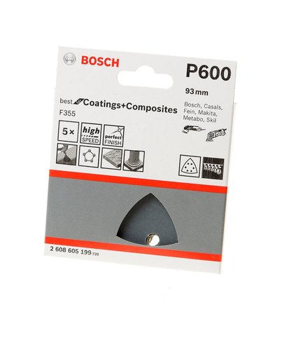 Bosch Schuurblad delta 93mm coating and composite K600 blister van 5 bladen