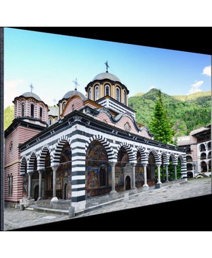 Rila klooster Bulgarije Aluminium 90x60 cm - Foto print op Aluminium (metaal wanddecoratie)