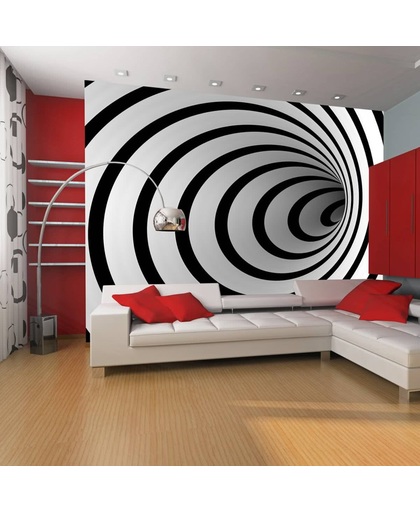 Fotobehang - Zwart-wit 3D tunnel
