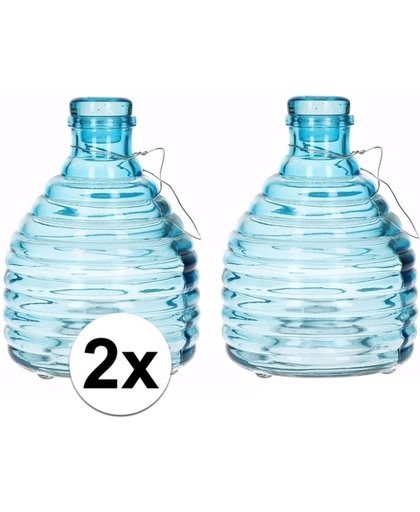 2x Wespenvangers / wespenval van blauw glas 18 cm