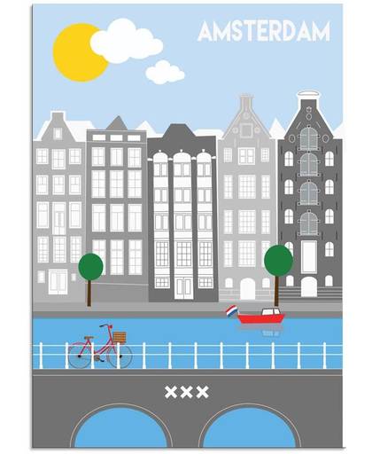 Poster Amsterdam grachten DesignClaud - Kleurrijk - B2 poster