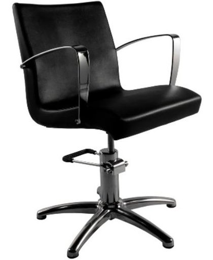 Novicum Finn kappersstoel pompstoel styling chair zwart met aluminium kruisvoet