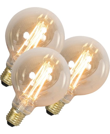 Calex Set van 3 LED langfilament globelamp E27 240V 4W 320lm dimbaar