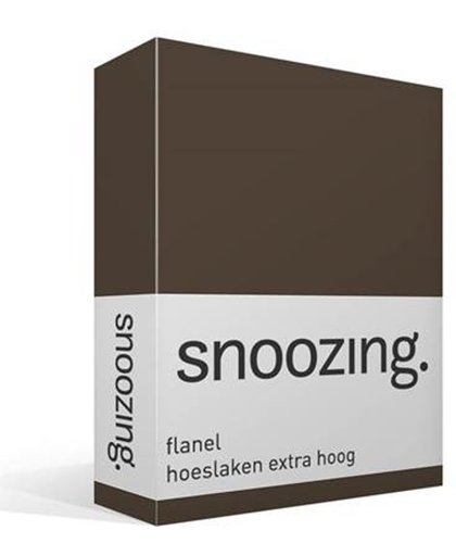 Snoozing - Flanel - Hoeslaken - Extra Hoog - Eenpersoons - 90/100x220 cm - Bruin