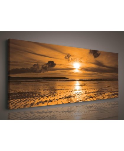 Beach Sand Sunset Nature Canvas Print 145cm x 45cm