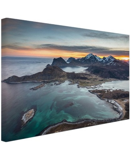 Fjorden bij zonsopkomst in Noorwegen Canvas 60x40 cm - Foto print op Canvas schilderij (Wanddecoratie)