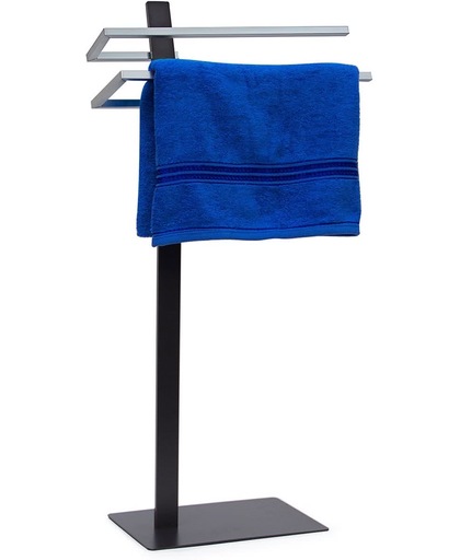 relaxdays handdoekhouder GRAO handdoek standaard antraciet 2 stangen verchroomd
