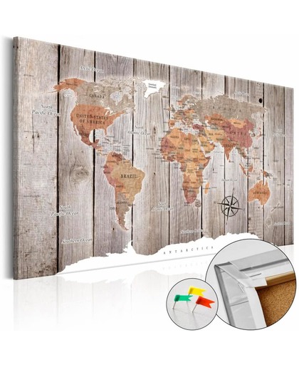 Afbeelding op kurk - Wereld op hout, wereldkaart
