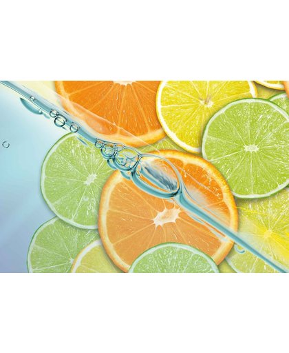 Fotobehang Food Fruits Lime Orange Lemon | XXXL - 416cm x 254cm | 130g/m2 Vlies