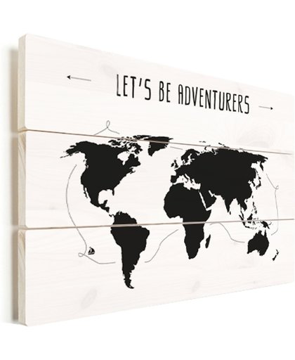 Wereldkaart tekst adventures vurenhout 150x100 cm
