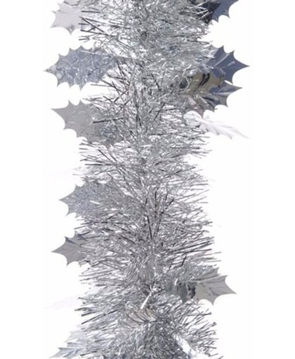 Kerst zilveren hulst folieslinger Christmas Silver 270 cm