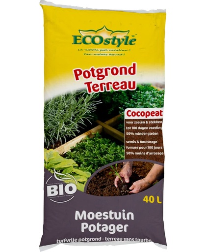 ECOstyle Potgrond Moestuin - Cocopeat - 40 liter