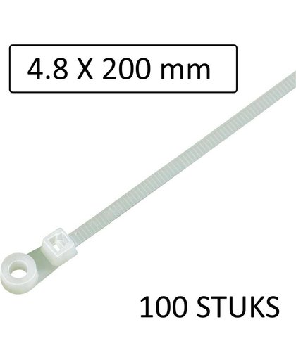 Arrow Tech Tie Ribs met oog schroefbaar 4.8 X 200 mm wit (100 Delig)