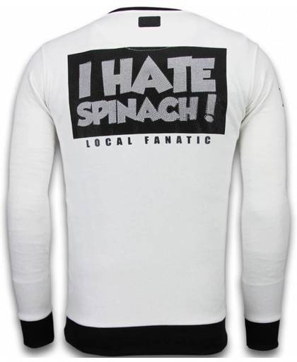Local Fanatic Popeye - Rhinestone Sweater - Wit