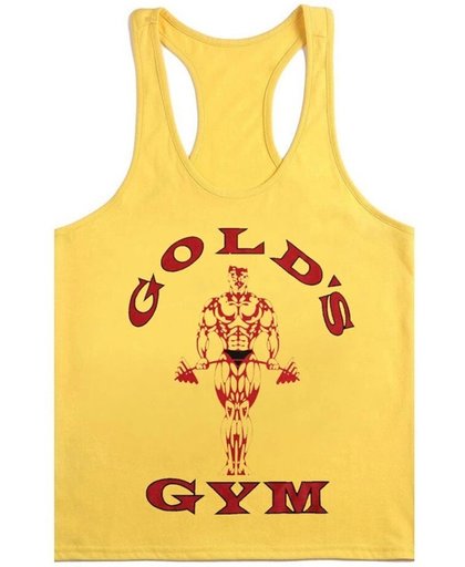Gold's Gym Tanktop- Tanktop Fitness- Maat L- Geel/Rood