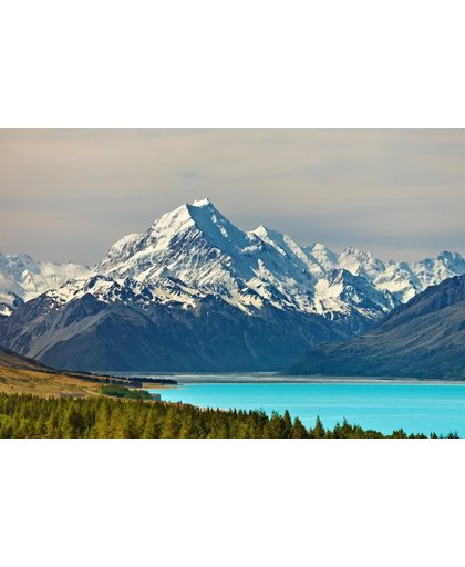 Fotobehang 7 Banen Digitale druk - Mount Cook and Pukaki Lake - speciaal Fotobehang materiaal - Art. 97319