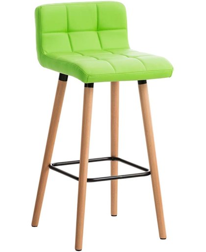 Clp Barkruk LINCOLN met houten frame, barkruk met rugleuning en voetsteun,  zithoogte van 75 cm, verkrijgbaar in verschillende kleuren, bekleding van kunstleer, - groen,