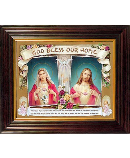 Heilig Hart Jezus met Heilig Hart Maria in houten frame (8320)