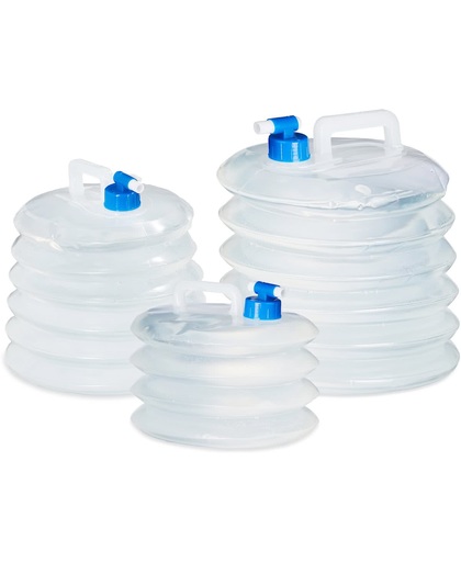 relaxdays opvouwbare jerrycan - 4 stuks - camping - waterzak - water jerrican - BPA-vrij 15 Liter
