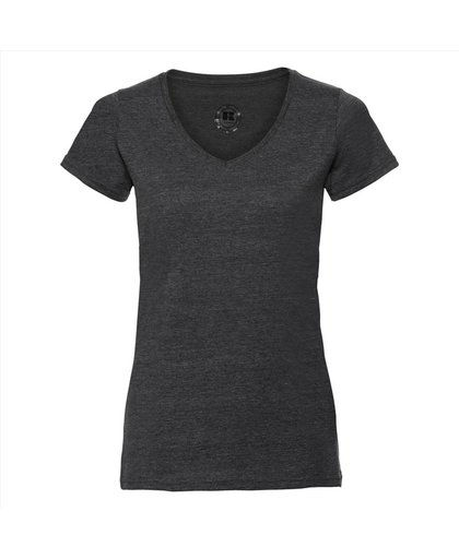 Basic V-hals t-shirt vintage washed antraciet voor dames - Dameskleding t-shirt grijs M (38/50)