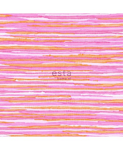krijtverf eco texture vliesbehang geweven motief roze en oranje - 148620 van ESTAhome nl