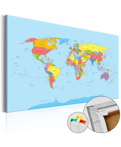 Afbeelding op kurk - Wereldkaart in kleuren