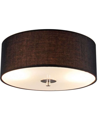 QAZQA Drum 30 R - Plafondlamp met lampenkap - 2 Lichts - Ø30 cm - zwart