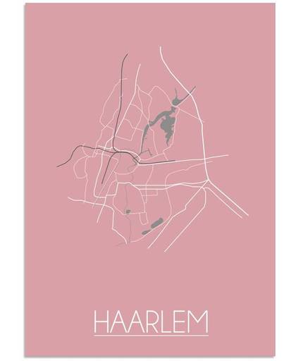 Plattegrond Haarlem Stadskaart Poster DesignClaud - Roze - A3 poster