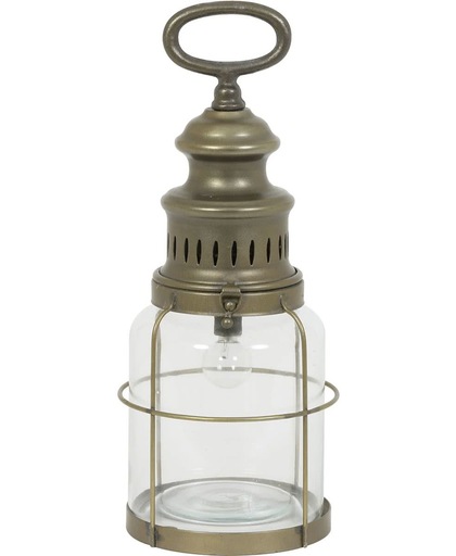 Tafellamp lantaarn LED ROTI glas+koper incl lamp M