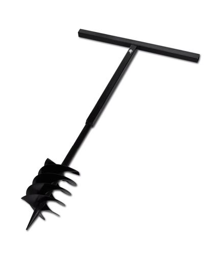 vidaXL Grondboor met handvat en schroefkop 180 mm (zwart)