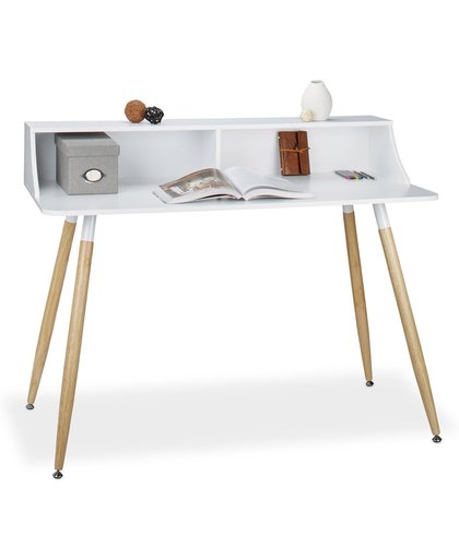 relaxdays - computertafel - bureau - werktafel - 2 vakken - Scandinavisch design wit