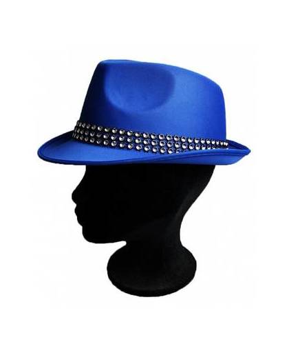 Kobalt blauwe popstar hoedje met studs