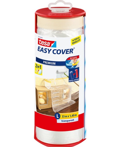 tesa Easy Cover Afdekfolie - Inclusief afplakband - 33 x 1,4 m