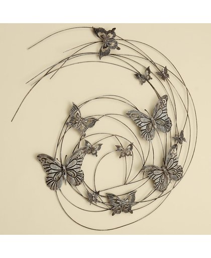 Tuindecoratie - wanddecoratie - groot - dieren - vlinders - metaal - bruin - 83 x 98 cm