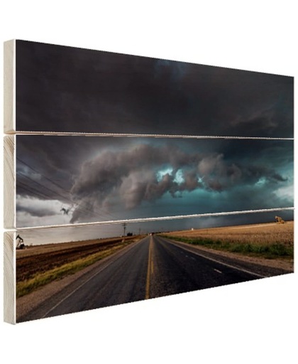 Tornado wolk over Texas Hout 60x40 cm - Foto print op Hout (Wanddecoratie)
