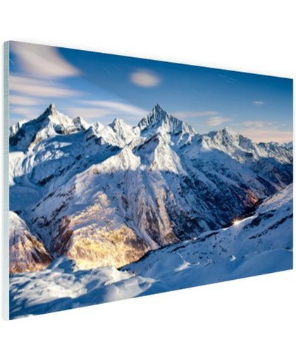 Zonsondergang alpen Glas 120x80 cm - Foto print op Glas (Plexiglas wanddecoratie)