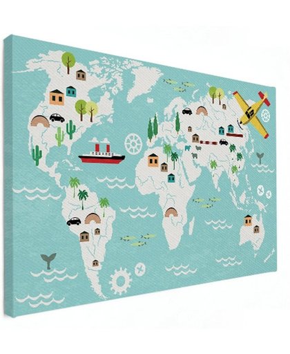Wereldkaart voor de allerkleinsten canvas 150x100 cm