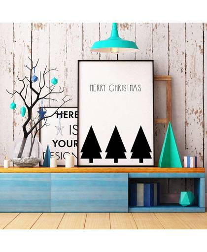 Kerst Poster Christmas kerstbomen Designclaud - Zwart Wit - A4 poster