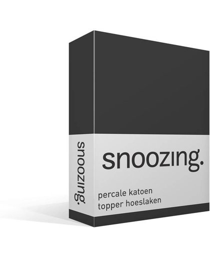 Snoozing - Topper - Hoeslaken - Percale katoen - Eenpersoons - 100x200 cm - Percale katoen - Antraciet