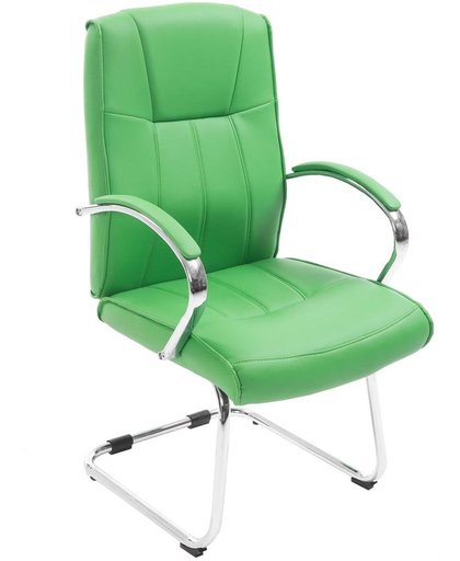 Clp Bezoekersstoel BASEL V2 conferentiestoel, vergaderstoel - verchroomde cantilever met armleuning, kunstleer - groen