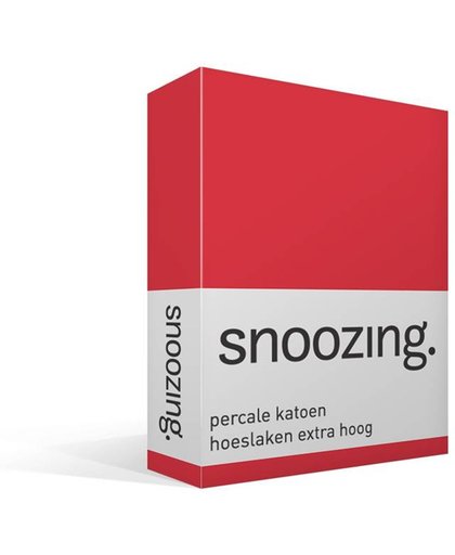 Snoozing - Hoeslaken - Extra hoog - Percale katoen - Eenpersoons - 80x220 cm - Percale katoen - Rood