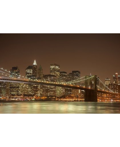 Fotobehang - Brooklyn Bridge New York - 390x260 cm. Vliesbehang 200 grams. Banen van 150 cm breedte. Art. BF004.17