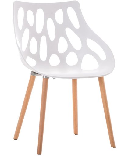 Clp modern retro design bezoekersstoel, wachtkamerstoel HAILEY - beukenhouten onderstel - wit